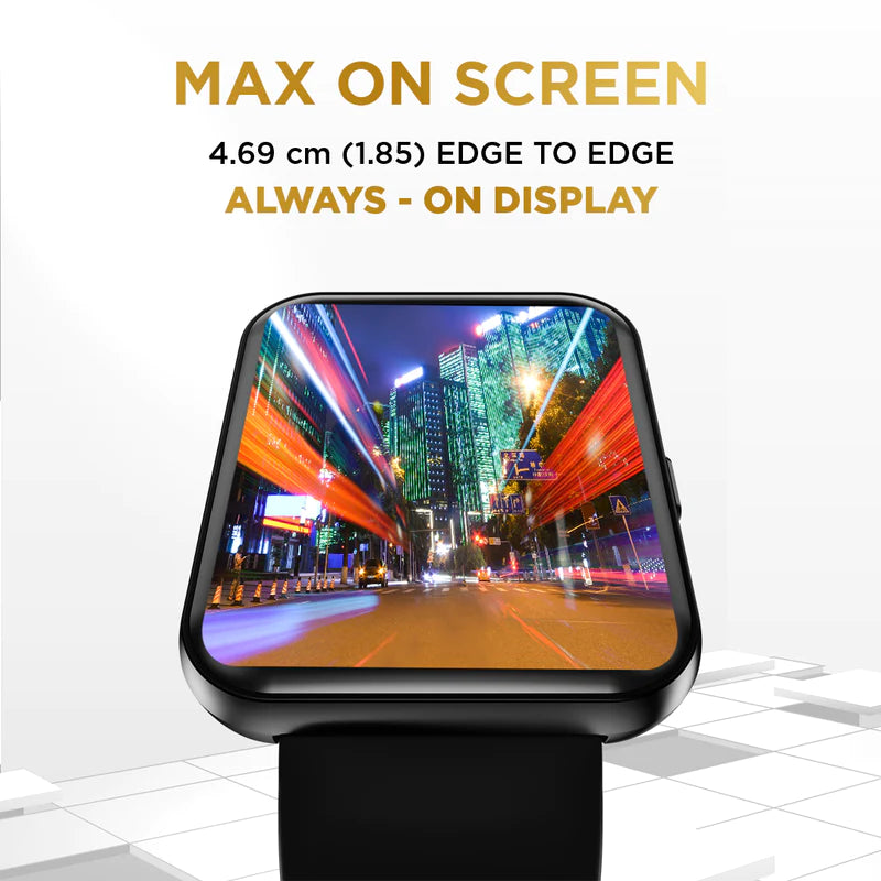 Gizmore Blaze Max 4.69 cm (1.85) BT Calling Edge to Edge Display, Voice Assistance, Bluetooth Smartwatch Gizmore Blaze Max 4.69 cm (1.85) BT Calling Edge to Edge Display, Voice Assistance, Bluetooth Smartwatch